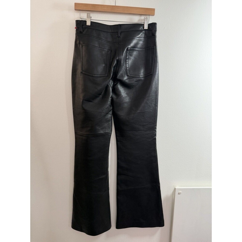 Wilfred Women’s Black Leather Flared Dress Pants Flat Front Pockets Size 6 - Picture 2 of 15